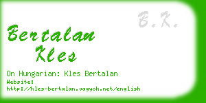 bertalan kles business card